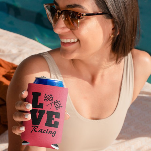 Rafraîchisseur Pour Canette à damiers Flag Love Racing Weekend Party (Créateur téléchargé)