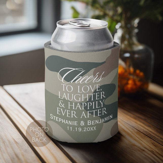 Rafraîchisseur Pour Canette À l'amour aux rires pour toujours après Mariage (Personalized Can Cooler for wedding or anniversary party)