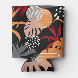 Rafraîchisseur Pour Canette Abstrait fleuri, feuilles tropicaux, dessin contin