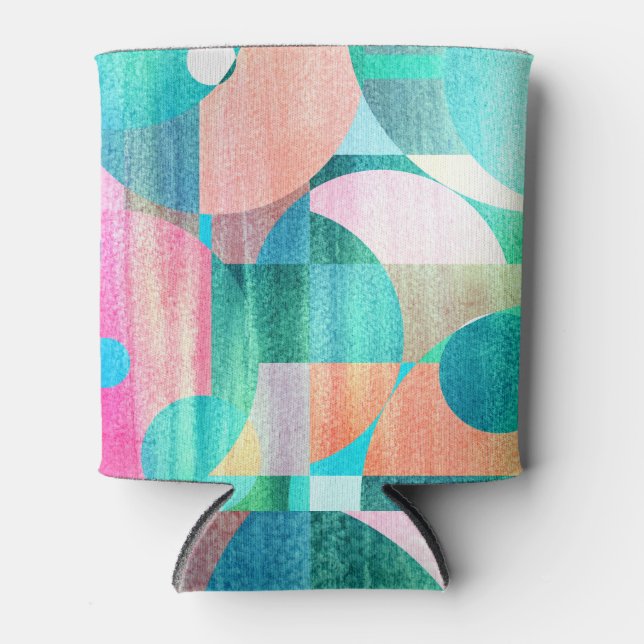 Rafraîchisseur Pour Canette Abstrait géométrique brillant et coloré (Devant)