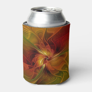 Rafraîchisseur Pour Canette Abstrait Rouge Orange Brown Vert Fractal Art Flowe