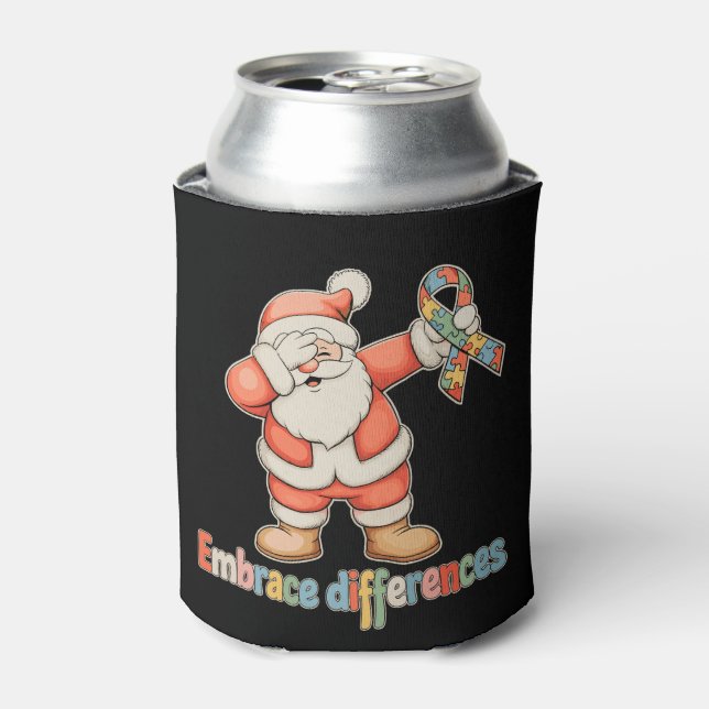 Rafraîchisseur Pour Canette Adopter les différences Autisme Noël Santa Xmas (Can devant)