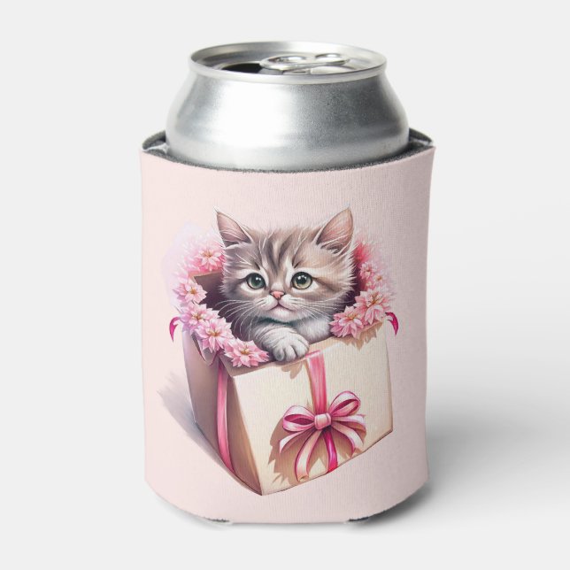 Rafraîchisseur Pour Canette Adorable Kitten dans une boîte Cadeau d'anniversai (Can devant)