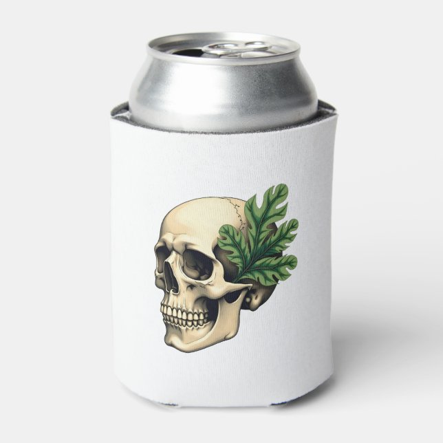 Rafraîchisseur Pour Canette Aesthetic Goth Grunge Skull Tropical Monstera Leaf (Can devant)