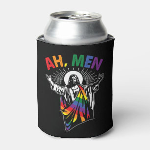 Rafraîchisseur Pour Canette Ah Men Funny LGBT Gay pride Jesus Rainbow Flag Chr