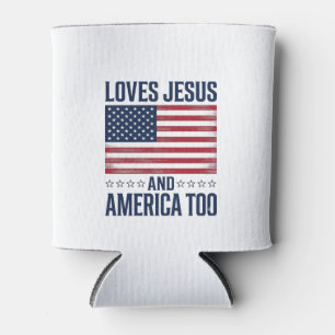 Rafraîchisseur Pour Canette Aime Jésus et l'Amérique aussi T-shirt chrétien pa