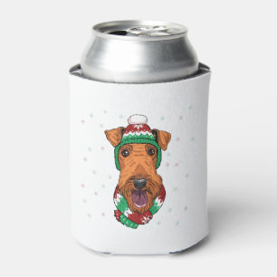 Rafraîchisseur Pour Canette Airedale Terrier en chapeau de noël    
