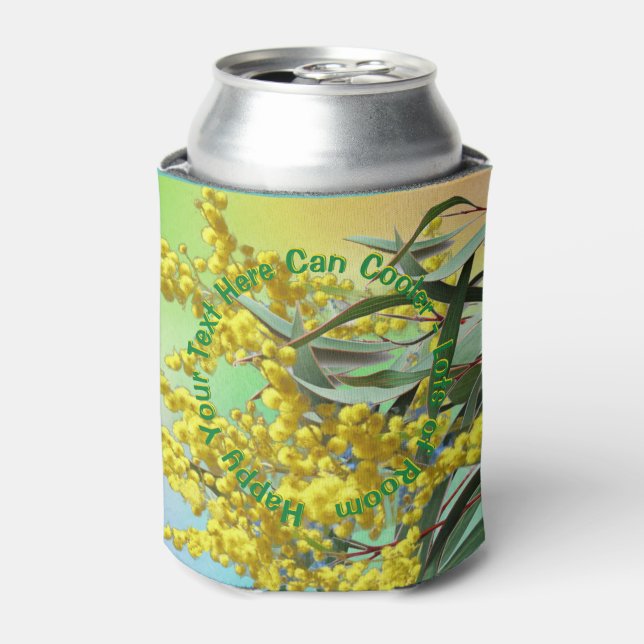 Rafraîchisseur Pour Canette Ajouter du texte Wattle & Gum Feuille Aussie Stubb (Can devant)