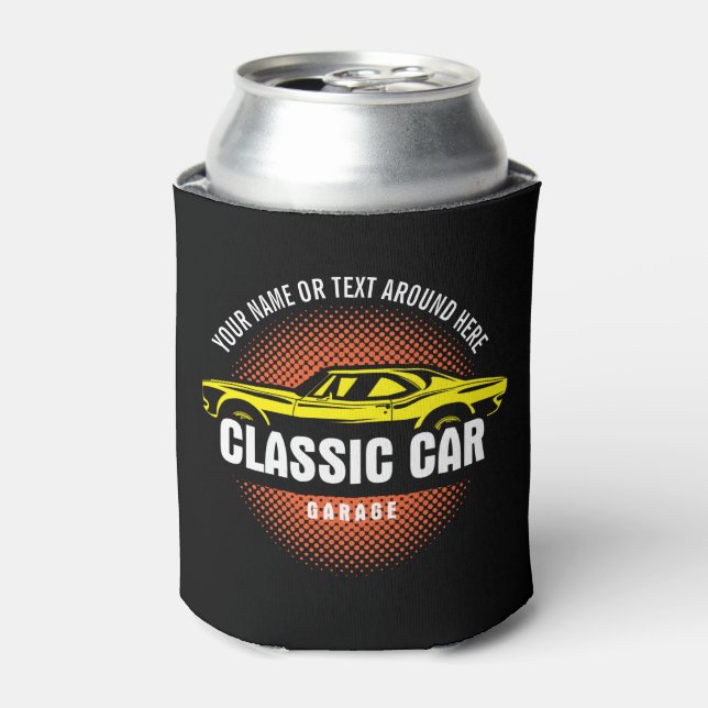 Rafraîchisseur Pour Canette Ajouter un nom Texte Jaune voiture classique (Can devant)