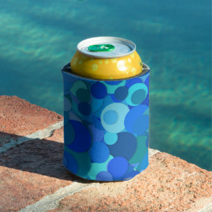 Rafraîchisseur Pour Canette Ajoutez Votre Nom Bulles Bleues Design Abstrait