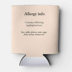 Rafraîchisseur Pour Canette Alerte d'allergie alimentaire ajouter un nom de te