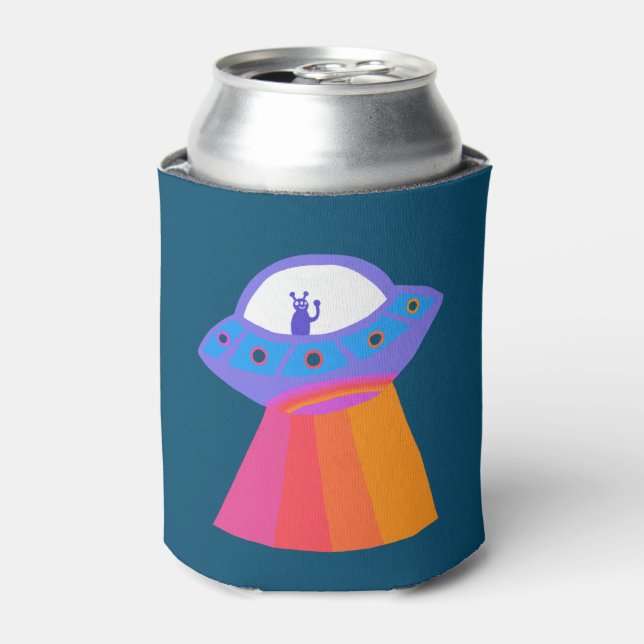 Rafraîchisseur Pour Canette Alien lunatique UFO Rainbow PERSONNALISER IT (Can devant)