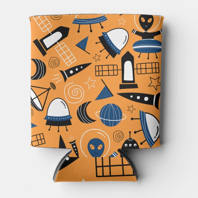 Rafraîchisseur Pour Canette Alien OVNI, vaisseaux spatiaux, motif pour enfants (Devant)