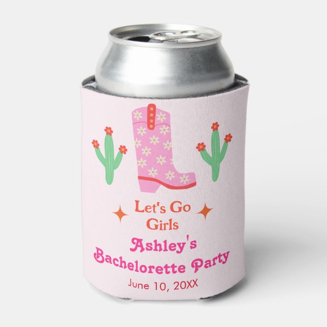 Rafraîchisseur Pour Canette Allons-y Filles Pink Cowgirl Bachelorette Party (Can devant)