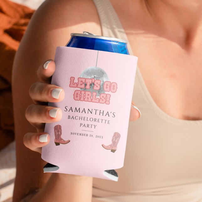 Rafraîchisseur Pour Canette Allons-y les Filles Soirée Disco Cowgirl Enterreme (Cowboy Disco Bachelorette Party Can Cooler)