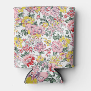 Rafraîchisseur Pour Canette Allover Fleurs Vintages : Arrière - plan blanc.