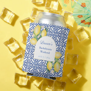 Rafraîchisseur Pour Canette Amalfi Lemons Bleu Carreaux blancs Bachelorette