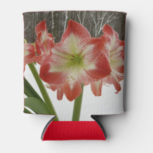 Rafraîchisseur Pour Canette Amaryllis en Fête Rouge Neige Hiver Floral
