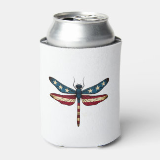 Rafraîchisseur Pour Canette American Flag Dragonfly Patriotic 4th of July Red 