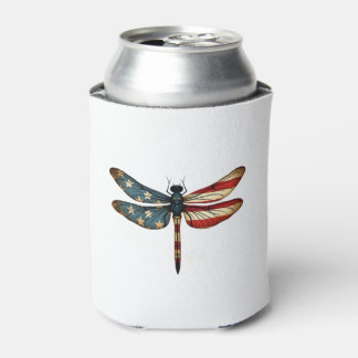 Rafraîchisseur Pour Canette American Flag Dragonfly Patriotic 4th of July Red 