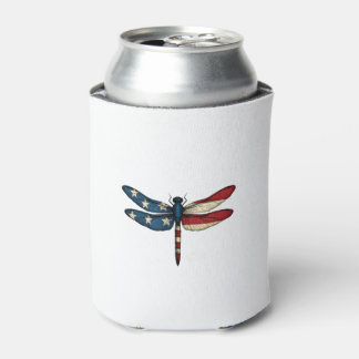 Rafraîchisseur Pour Canette American Flag Dragonfly Patriotic 4th of July Red 