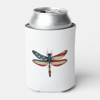 Rafraîchisseur Pour Canette American Flag Dragonfly Patriotic 4th of July Red 