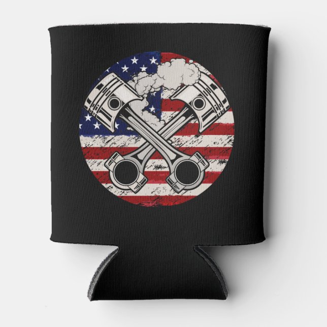 Rafraîchisseur Pour Canette American Flag Piston Muscle Voiture Patriotique Vi (Devant)