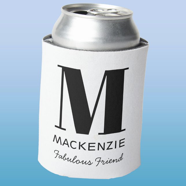 Rafraîchisseur Pour Canette Ami à la mariée Nom du monogramme (Fabulous friend of the bride or groom monogram initial can cooler)