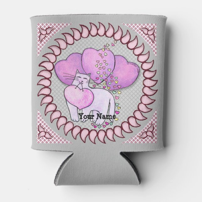 Rafraîchisseur Pour Canette Amour de chat pour le cœur (Devant)