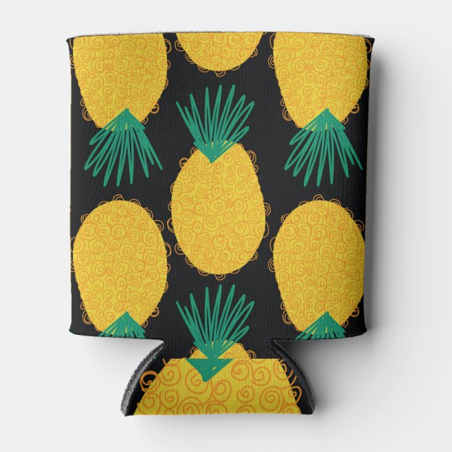Rafraîchisseur Pour Canette Ananas abstrait : motif d'été tropical. (Devant)
