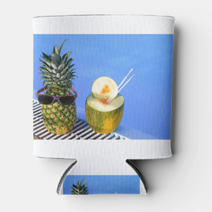 Rafraîchisseur Pour Canette Ananas portant lunettes de soleil et melon à la pi
