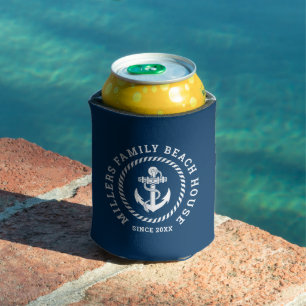 Rafraîchisseur Pour Canette Ancre de bateau nautique Marine-Blue Beach House