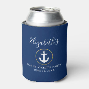 Rafraîchisseur Pour Canette Ancre Nautique Gold Ring Blue Bachelorette Party