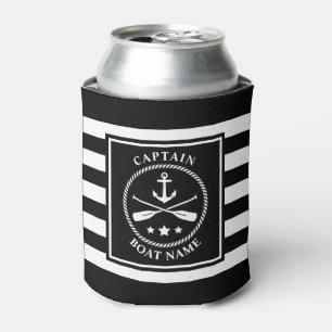 Rafraîchisseur Pour Canette Ancre nautique Oar Captain Boat Name Black Strike