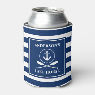 Rafraîchisseur Pour Canette Ancre nautique Rope Oars Blue Stried Lake House