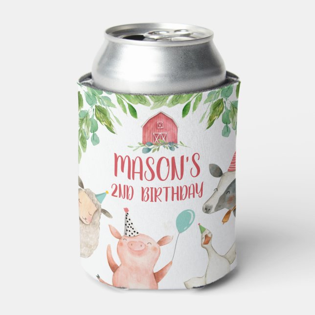 Rafraîchisseur Pour Canette Animaux de ferme Barnyard Boy Farmhouse Red Cow Pi (Can devant)