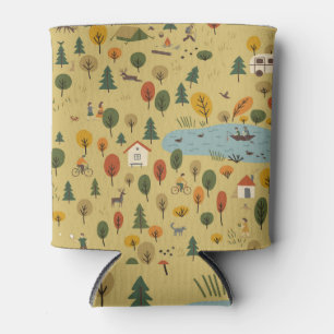 Rafraîchisseur Pour Canette Animaux de forêt d'automne Vintage Papier peint