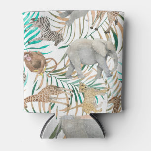 Rafraîchisseur Pour Canette Animaux exotiques : Motif d'été aquarelle.