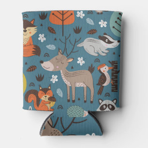 Rafraîchisseur Pour Canette Animaux forestiers, bleu, style scandinave