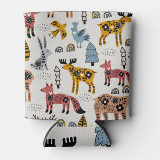 Rafraîchisseur Pour Canette Animaux scandinaves, floral, motif mignon.