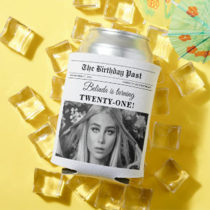 Rafraîchisseur Pour Canette Anniversaire Journal amusant noir & blanc photo