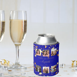 Rafraîchisseur Pour Canette Anniversaire photo collage royal bleu meilleurs am