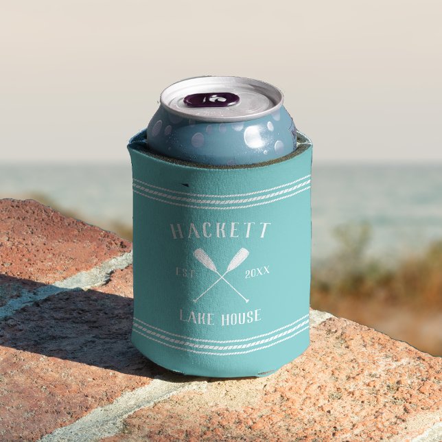 Rafraîchisseur Pour Canette Aqua Rustic Oars Personnalisé Lake House (Créateur téléchargé)