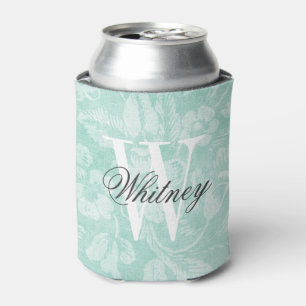 Rafraîchisseur Pour Canette Aqua Vintage Floral Imprimer Monogramme