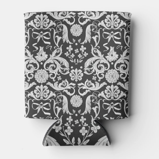 Rafraîchisseur Pour Canette Aquarelle baroque : rococo noir, blanc. (Devant)