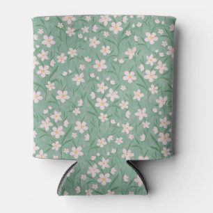 Rafraîchisseur Pour Canette Aquarelle Blanc Floral Botanique Vert Motif