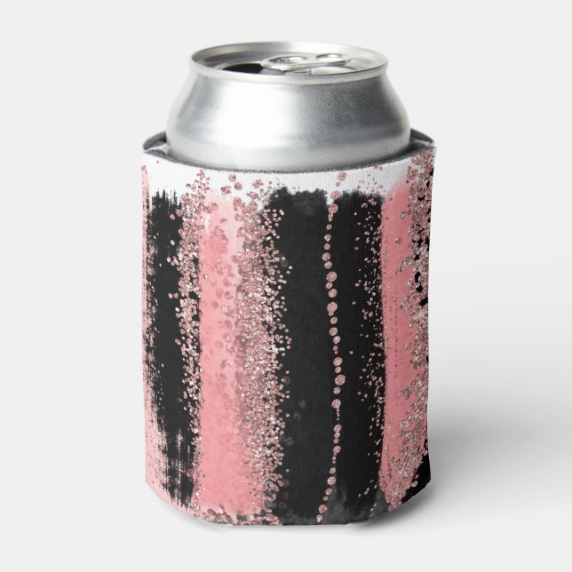 Rafraîchisseur Pour Canette Aquarelle Brush Strots Rose Gold Faux Parties scin (Can devant)