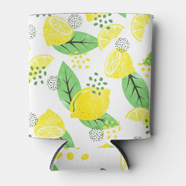 Rafraîchisseur Pour Canette Aquarelle Citrons : Conception Fruiteuse et transp (Devant)