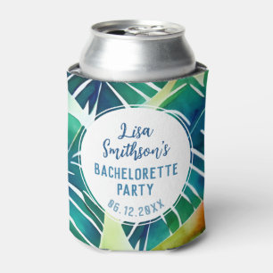 Rafraîchisseur Pour Canette Aquarelle de feuillage tropical Bachelorette perso