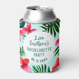 Rafraîchisseur Pour Canette Aquarelle de feuillage tropical Bachelorette perso